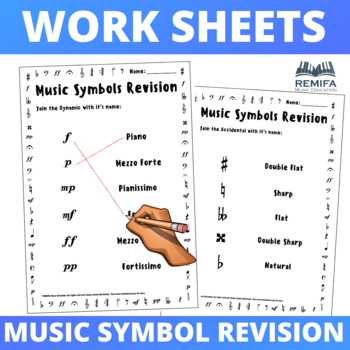 Preview of EASY - MUSIC SYMBOLS REVISION WORKSHEETS