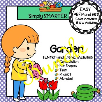 Preview of EASY PREP Garden Math and Literacy Center Activities Bundle