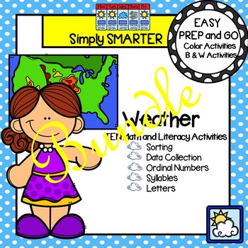Preview of EASY PREP Weather Math and Literacy Center Activities Bundle