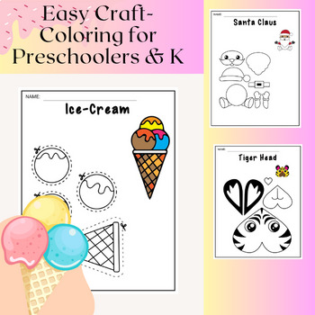 Preview of EASY SUMMER , Christmas, Coloring for Preschoolers