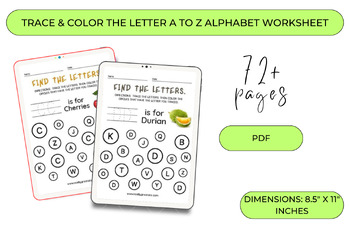 Preview of EBOOK-Find, Trace & Color the Letter A to Z Alphabet Worksheet