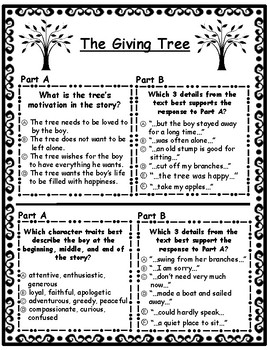 EBSR Questions with Writing Task for Prayer of the Woods and The Giving ...