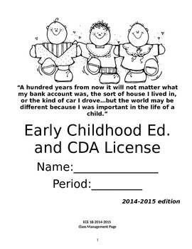 Preview of Early Childhood Education 2 course note taking workbook