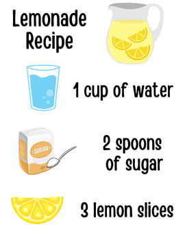 Preview of ECE Preschool Lemonade Recipe for Centers