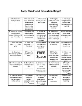 Preview of ECE Social, Emotional, Intellectual, and Physical Development Bingo