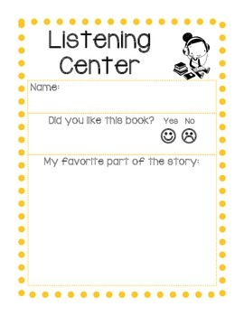 Preview of ECE/PreK/Kindergarten, Listening Center Reflection Report
