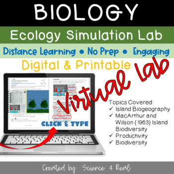 Preview of ECOLOGY - Island Biogeography and Biodiversity VIRTUAL LAB (Digital/Printable)