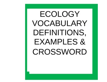 Preview of ECOLOGY VOCABULARY DEFINITIONS, EXAMPLES & CROSSWORD-EDITABLE