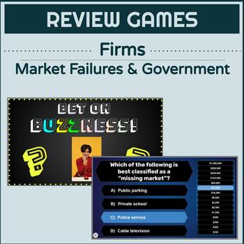 Preview of ECON TEST REVIEW GAMES | Firms and Market Failures & Government (Economics)