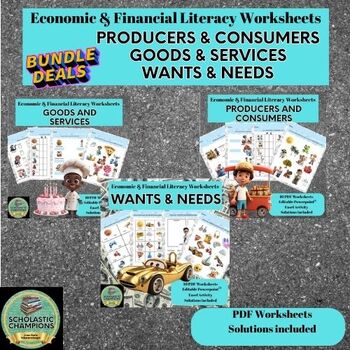 Preview of ECONOMIC WORKSHEETS-Financial Literacy Basic BUNDLE for 1st and 2nd Grade