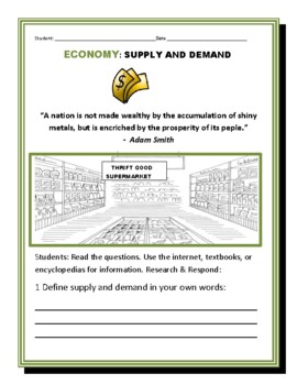 Preview of ECONOMICS: SUPPLY AND DEMAND: AN INDEPENDENT RESEARCH ACTIVITY
