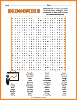 Preview of ECONOMICS Word Search Puzzle Worksheet Activity - 4th, 5th, 6th, 7th Grade