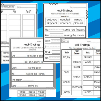 ED Endings Worksheets by Designed by Danielle | Teachers Pay Teachers