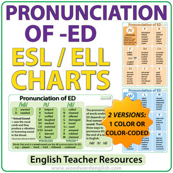 Preview of ED Pronunciation - ESL Charts