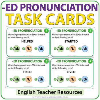Preview of ED Pronunciation - English Task Cards