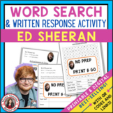ED SHEERAN Word Search and Research Activity for Middle Sc