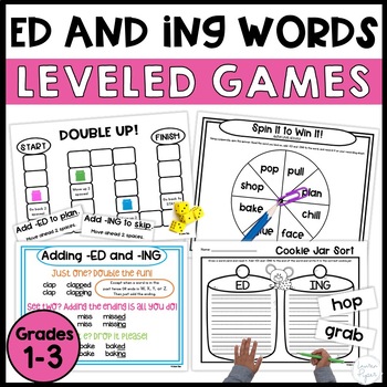 Preview of ED and ING Endings Games and Centers - Inflectional Endings Worksheets