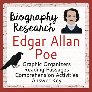 Preview of EDGAR ALLAN POE Biography Research Organizers, Activities PRINT and EASEL