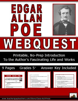 Preview of EDGAR ALLAN POE Webquest | Worksheets | Printables