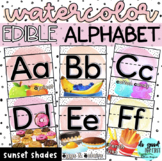 EDIBLE Watercolor Alphabet Posters - Shades of Sunset - Fo