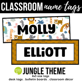 EDITABLE 10 Jungle Animal Name Tags | Desk Tags | Bulletin Board Decor