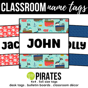 Customize online this Hand-drawn Cute Pirate Name Tag template