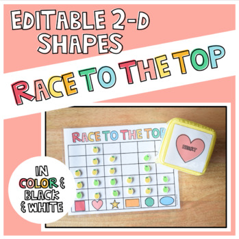 Preview of EDITABLE 2-D Shapes Race to the Top Dice Game