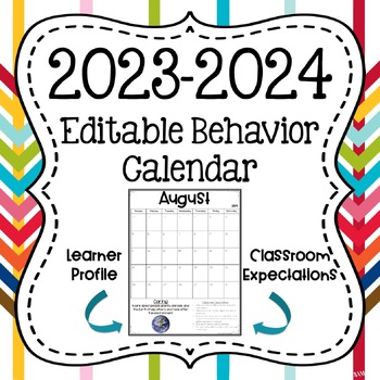 Preview of EDITABLE 2023-2024 Behavior Management Calendar