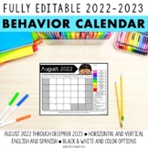 EDITABLE 2022-2023 Clip Chart Behavior Calendars