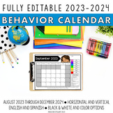 EDITABLE 2023-2024 Clip Chart Behavior Calendars in Englis