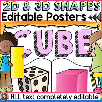 Preview of EDITABLE 2D AND 3D SHAPES: READING THEME