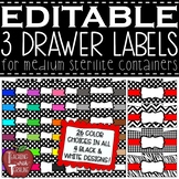 EDITABLE 3 Drawer Labels for Medium Sterilite Container Bins