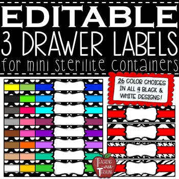 Editable Sterlite 3 Drawer Labels for Coloring Utensils Storage