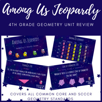 Preview of EDITABLE 4th Grade Among Us Jeopardy - 4th Grade Geometry Unit Review 