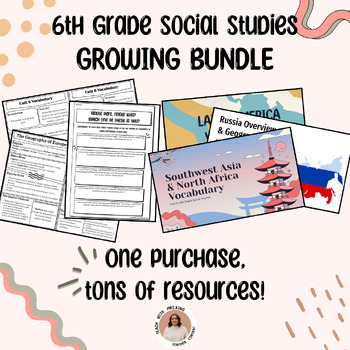 Preview of EDITABLE 6TH GRADE SOCIAL STUDIES SLIDES + NOTES GROWING BUNDLE (TEKS ALIGNED)