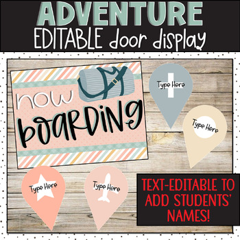 Preview of EDITABLE Adventure Door Display | Travel Theme | Classroom Decor