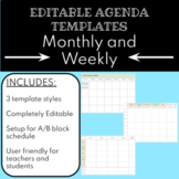 EDITABLE Agenda Template - Monthly and Weekly View