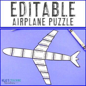 Preview of EDITABLE Airplane Puzzle | Create your own Craft or Bulletin Board