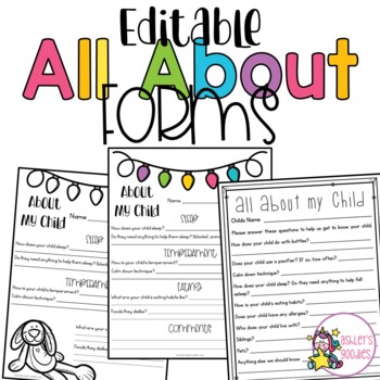 Preview of EDITABLE All About My Child Information Sheets