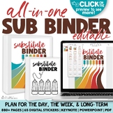 EDITABLE | All-In-One Sub Binder Pack for Elementary, Midd