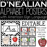 EDITABLE Alphabet Posters with American Sign Language {Chevron}