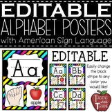 EDITABLE Alphabet Posters with American Sign Language {Neon}