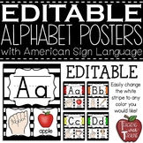 EDITABLE Alphabet Posters with American Sign Language {Striped}