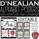 EDITABLE Alphabet Posters with American Sign Language {Striped}
