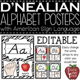 EDITABLE Alphabet Posters with American Sign Language {Zebra}