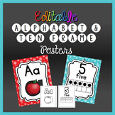 EDITABLE Alphabet and Ten Frame Posters in Bold Colors and