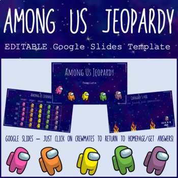 Preview of EDITABLE Among Us Jeopardy Template - Google Slides for Review Games