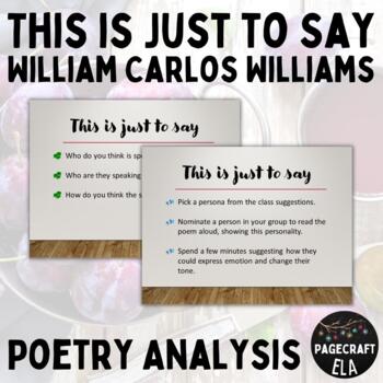 Preview of EDITABLE Analysis PowerPoint | This is Just To Say | William Carlos Williams