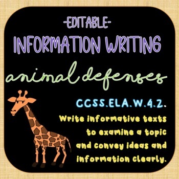 Preview of EDITABLE: Animal Information Writing Unit  4.L.W.4.2.  No Prep | Online Research