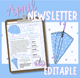EDITABLE April Classroom Newsletter Template Spring Theme